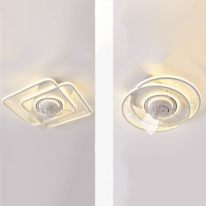 Geometric Shape Metal Ceiling Fans Modern 3-Lights Ceiling Fan Lamp Fixture in White