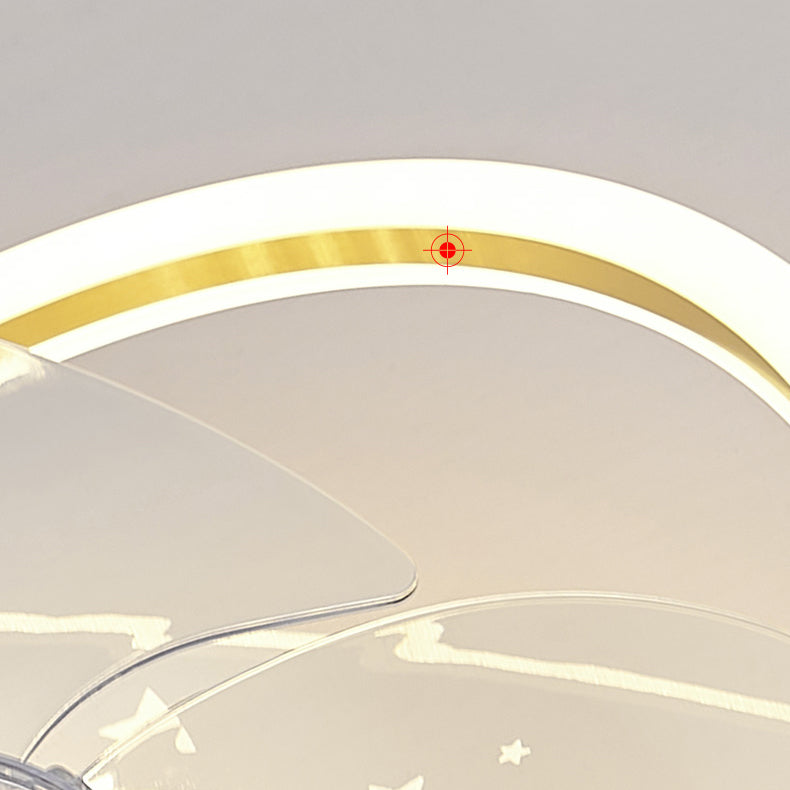 Geometric Shape Metal Ceiling Fans Modern 3-Lights Ceiling Fan Lamp Fixture in White