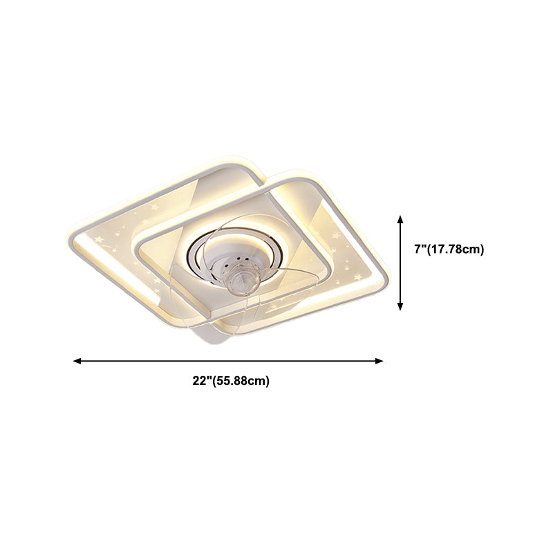 Geometric Shape Metal Ceiling Fans Modern 3-Lights Ceiling Fan Lamp Fixture in White