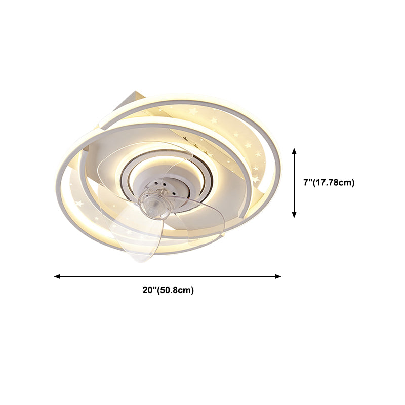 Geometric Shape Metal Ceiling Fans Modern 3-Lights Ceiling Fan Lamp Fixture in White