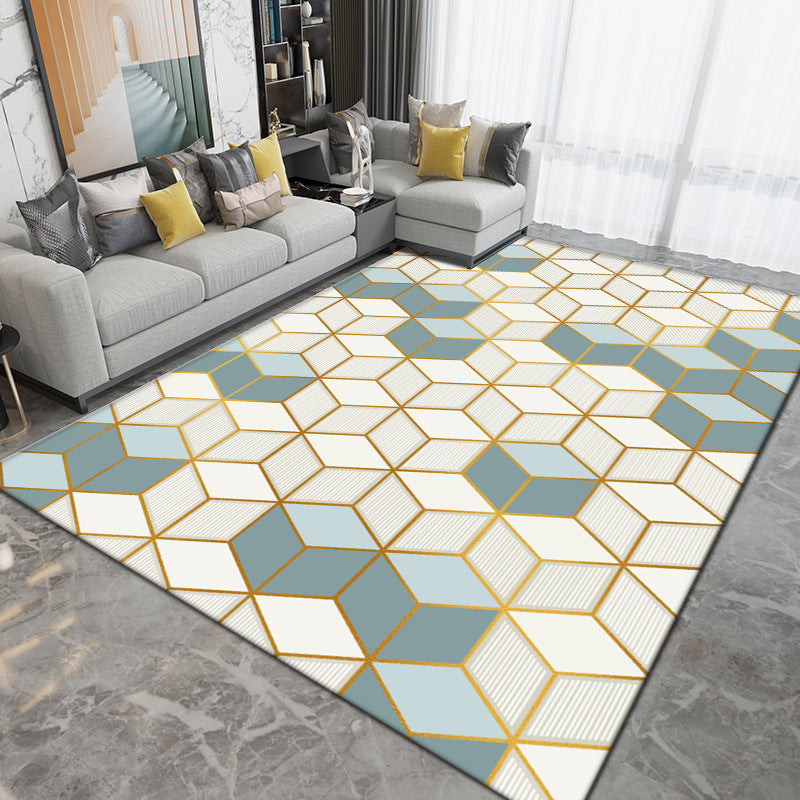 Apricot Geometric Indoor Rug Polyester Modern Rug Washable Rug for Sitting Room
