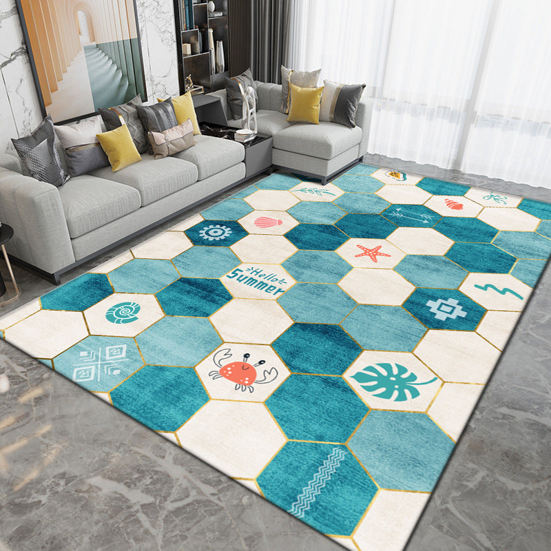 Apricot Geometric Indoor Rug Polyester Modern Rug Washable Rug for Sitting Room