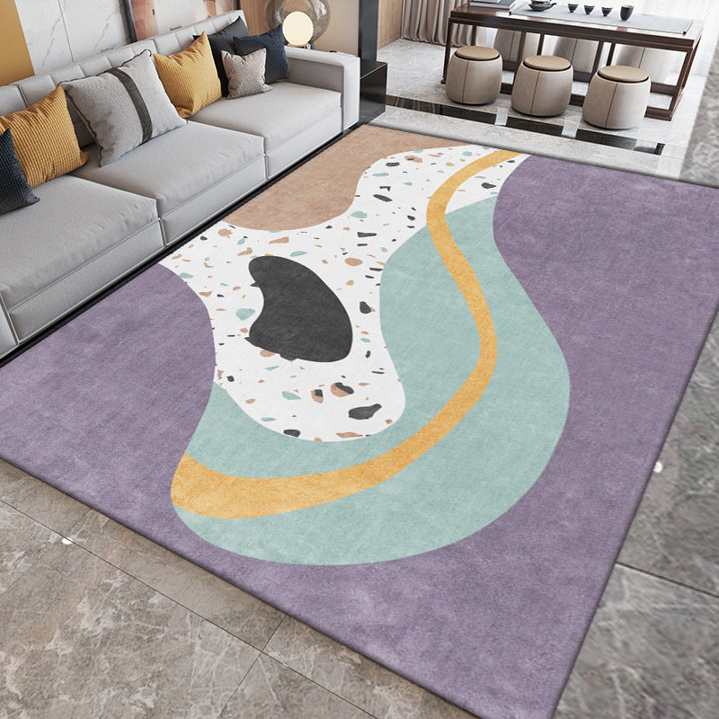 Black Nordic Carpet Polyester Contrast Color Carpet Washable Area Carpet for Drawing Room