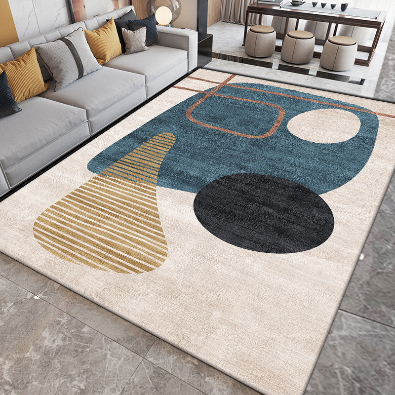 Beige Nordic Carpet Polyester Color Piece Area Rug Stain Resistant Rug for Sitting Room