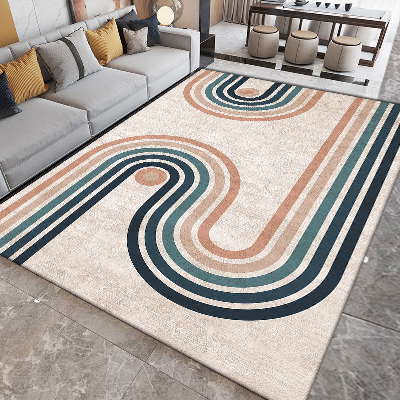 Beige Nordic Carpet Polyester Color Piece Area Rug Stain Resistant Rug for Sitting Room