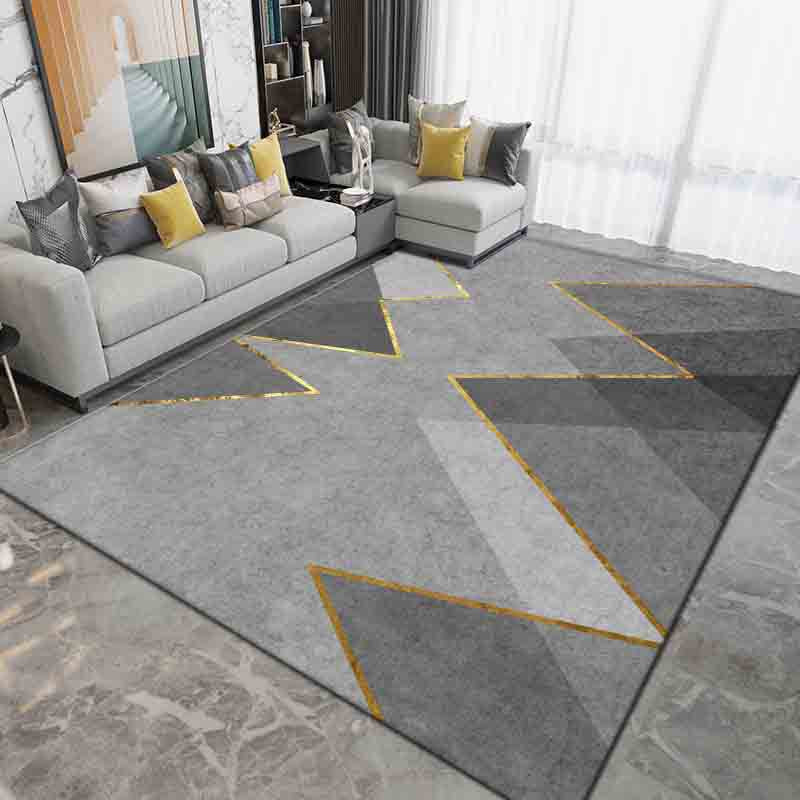 Gray Modern Rug Polyester Graphic Indoor Rug Non-Slip Backing Rug for Sitting Room