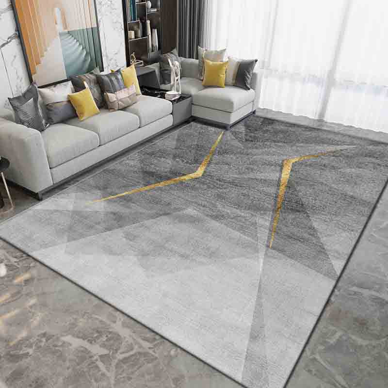 Gray Modern Rug Polyester Graphic Indoor Rug Non-Slip Backing Rug for Sitting Room