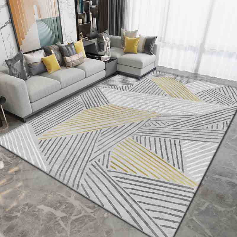 Gray Modern Rug Polyester Graphic Indoor Rug Non-Slip Backing Rug for Sitting Room