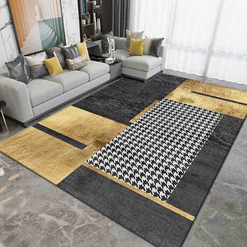 Gray Modern Rug Polyester Graphic Indoor Rug Non-Slip Backing Rug for Sitting Room
