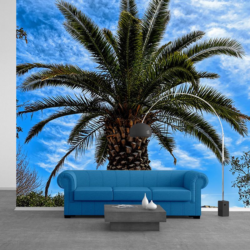 Pleasing Wall Mural Tropical Plant Leaf Patterned Drawing Room Wall Mural