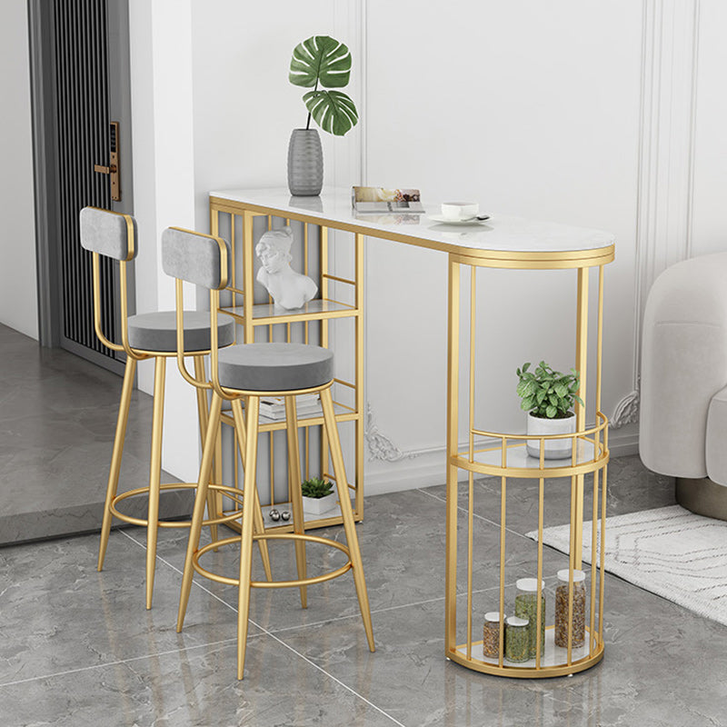White Marble Counter-height Pub Table Modern Bar Dining Table for Living Room