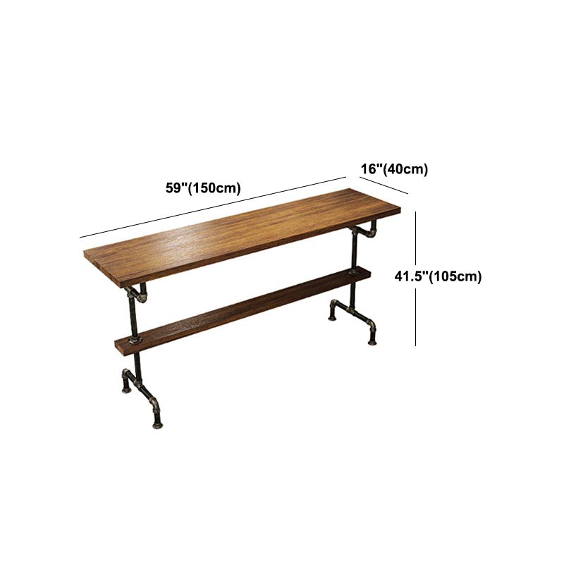Rectangle Bar Dining Table Contemporary Bar Table with Black Trestle Base