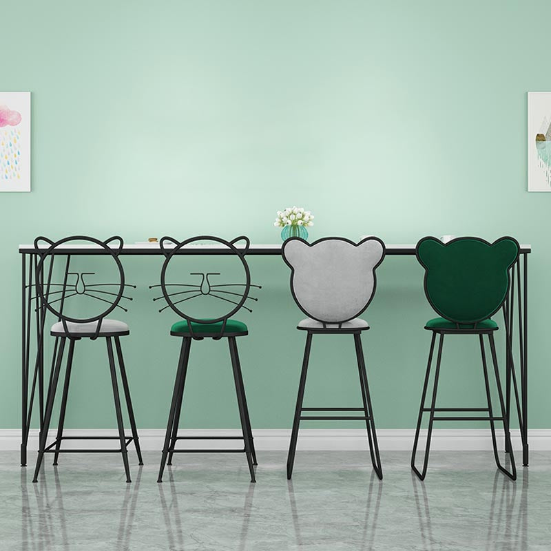 Stone Top Bar Dining Table Industrial Bar Dining Table with 4 Black Legs