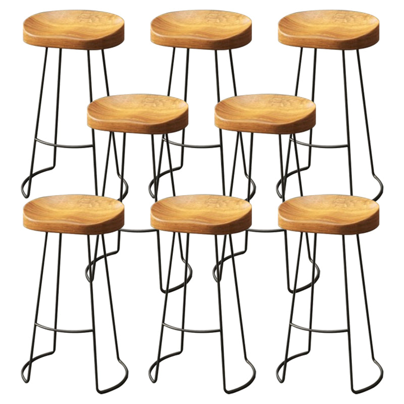 Coffee Shop Industrial Wood Barstool Metal Pedstal Bar Stool with Pedal
