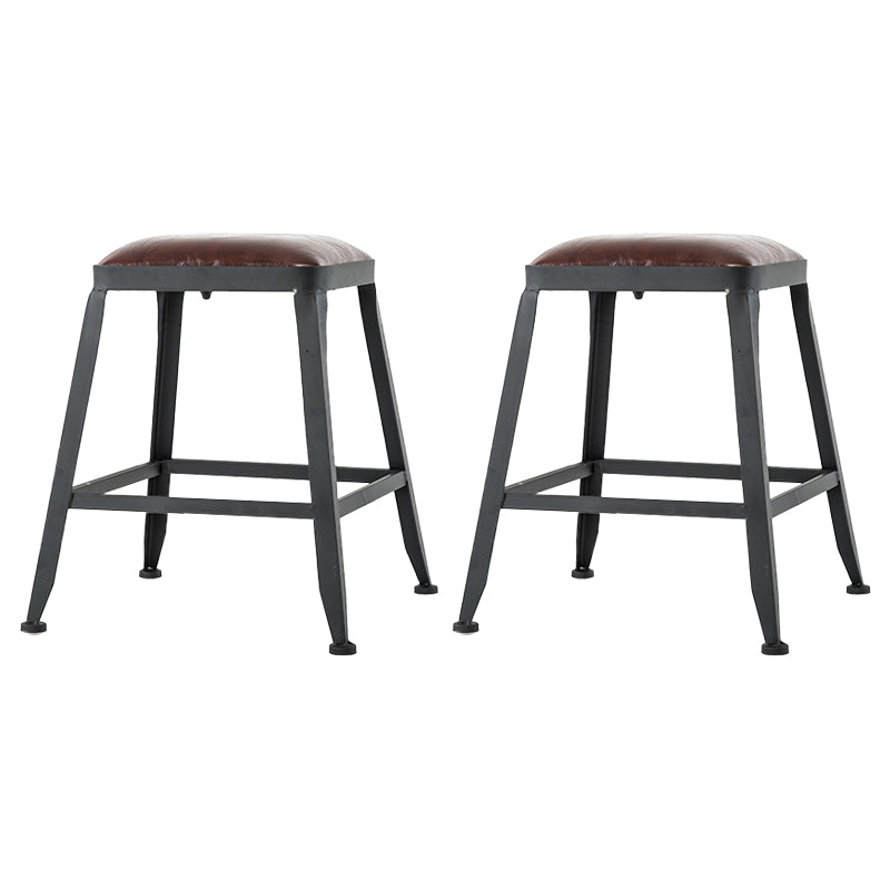 Dining Room Industrial Style Leather Barstool Iron 4 Legs Bar Stool with Pedal