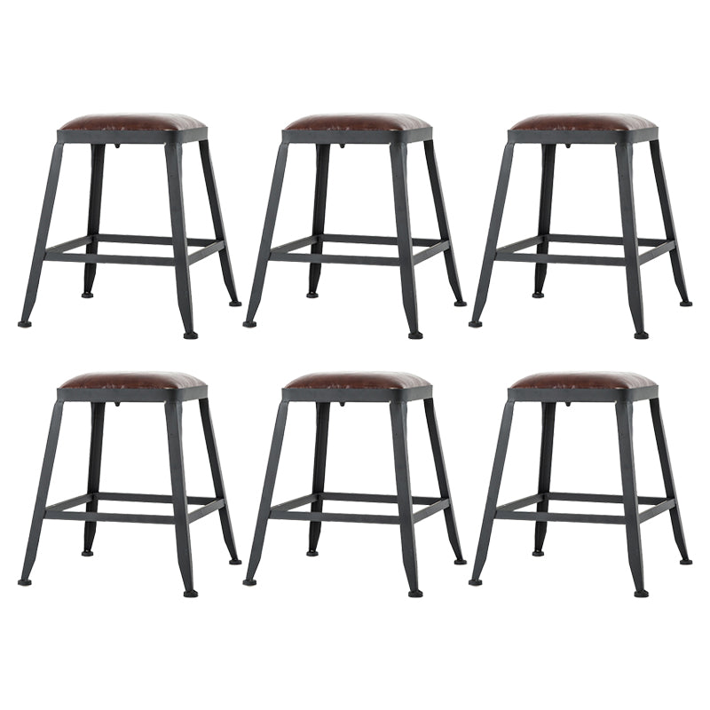Dining Room Industrial Style Leather Barstool Iron 4 Legs Bar Stool with Pedal