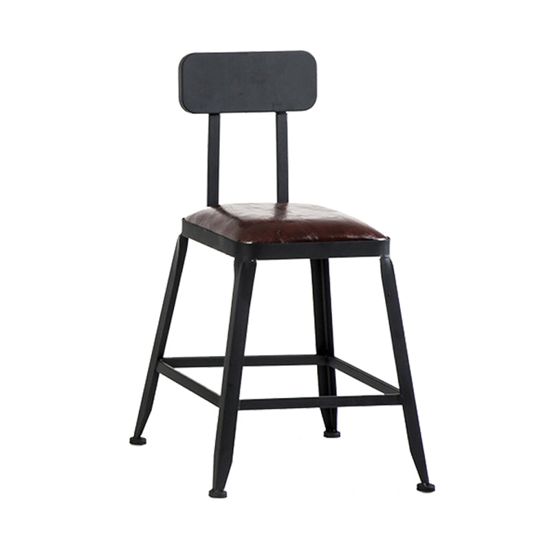 Dining Room Industrial Style Leather Barstool Iron 4 Legs Bar Stool with Pedal