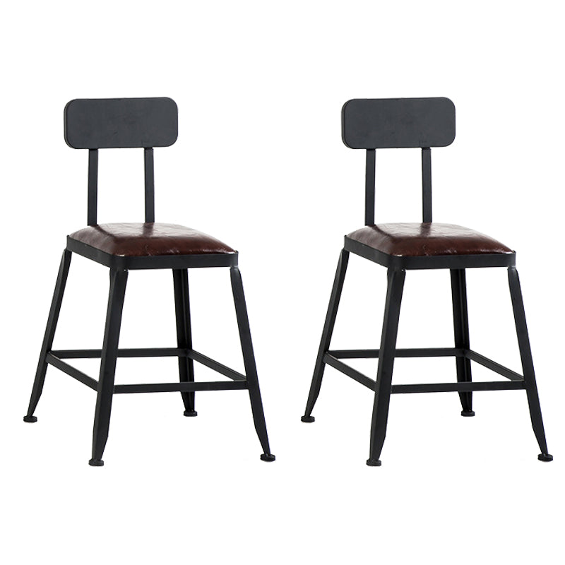 Dining Room Industrial Style Leather Barstool Iron 4 Legs Bar Stool with Pedal