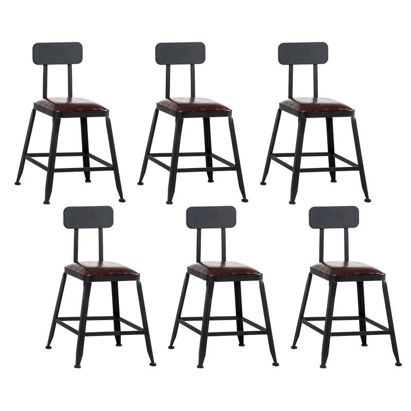 Dining Room Industrial Style Leather Barstool Iron 4 Legs Bar Stool with Pedal