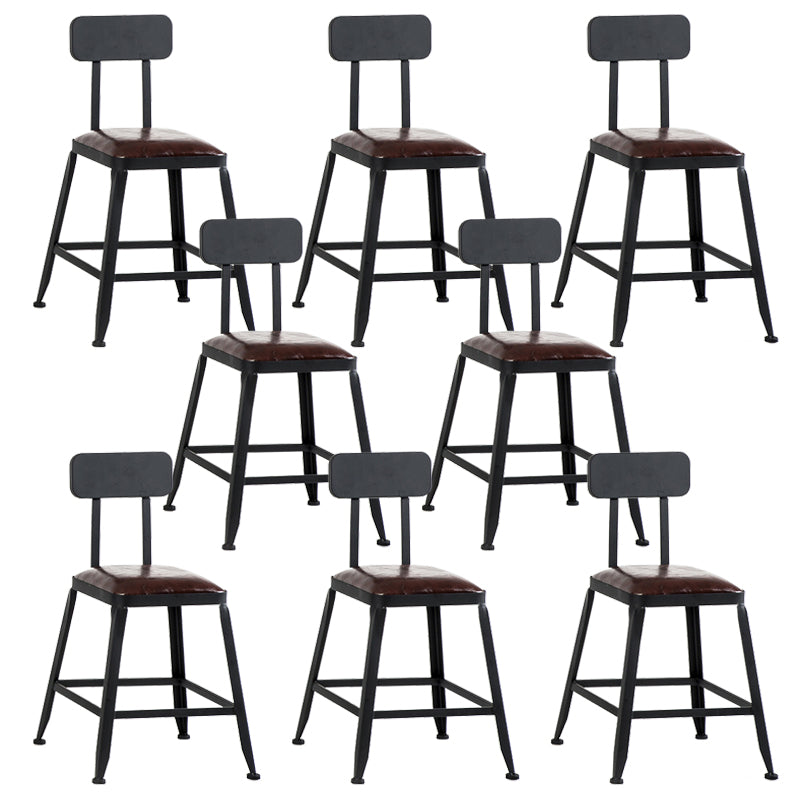 Dining Room Industrial Style Leather Barstool Iron 4 Legs Bar Stool with Pedal
