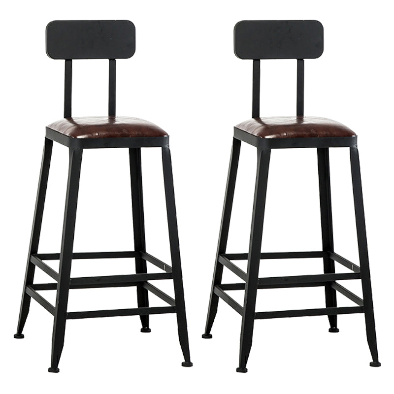 Dining Room Industrial Style Leather Barstool Iron 4 Legs Bar Stool with Pedal