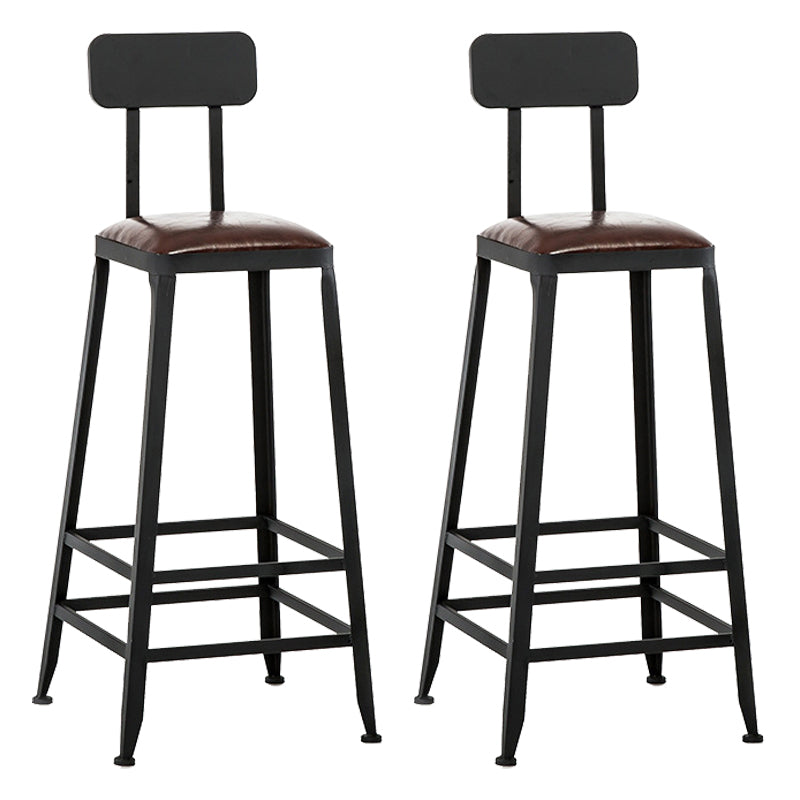 Dining Room Industrial Style Leather Barstool Iron 4 Legs Bar Stool with Pedal