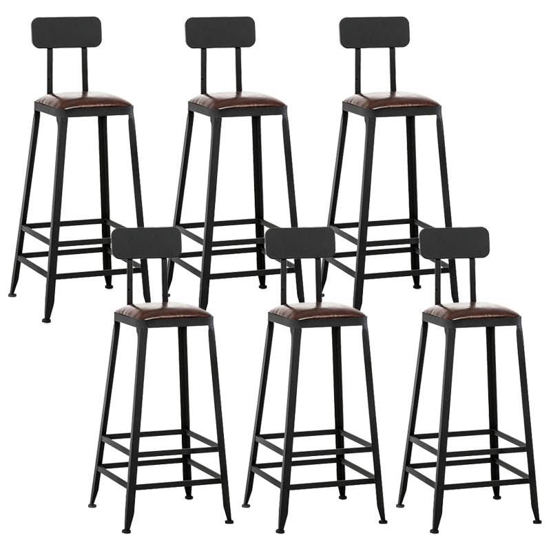 Dining Room Industrial Style Leather Barstool Iron 4 Legs Bar Stool with Pedal