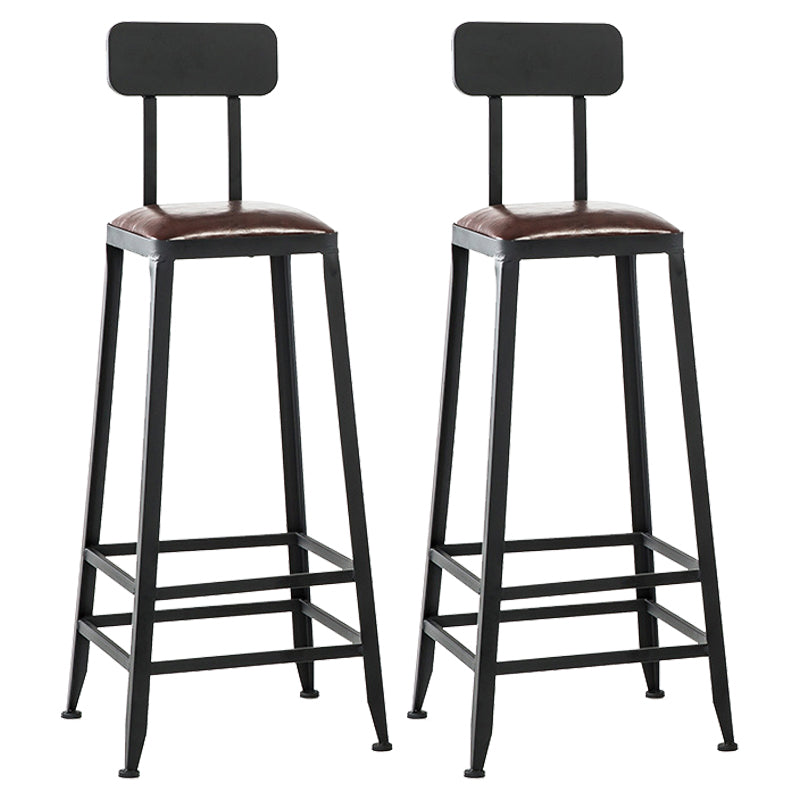 Dining Room Industrial Style Leather Barstool Iron 4 Legs Bar Stool with Pedal