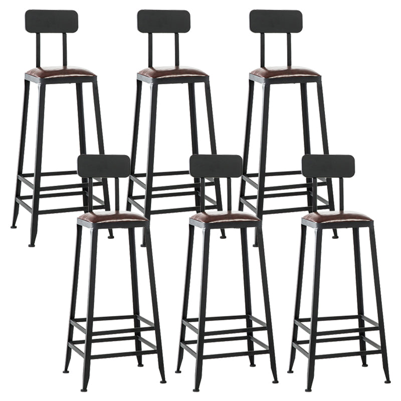 Dining Room Industrial Style Leather Barstool Iron 4 Legs Bar Stool with Pedal