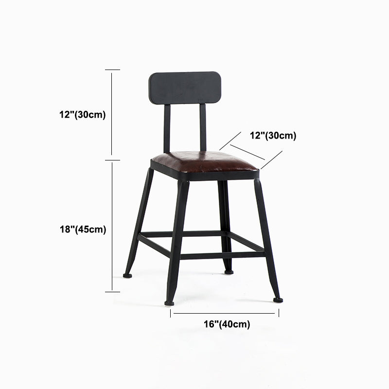 Dining Room Industrial Style Leather Barstool Iron 4 Legs Bar Stool with Pedal