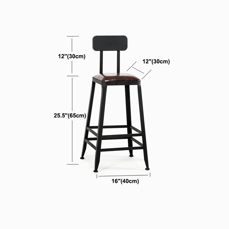 Dining Room Industrial Style Leather Barstool Iron 4 Legs Bar Stool with Pedal