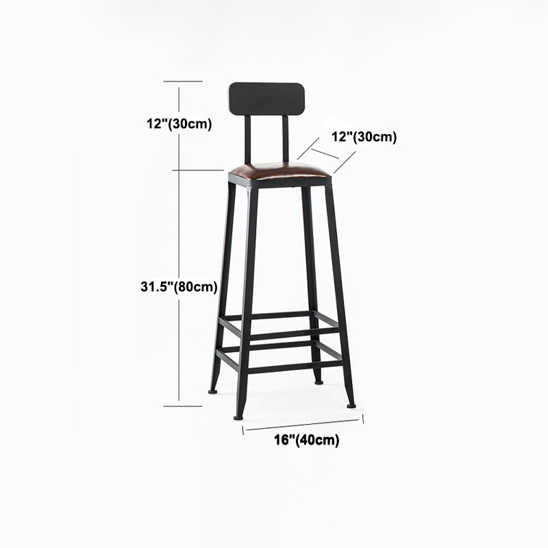 Dining Room Industrial Style Leather Barstool Iron 4 Legs Bar Stool with Pedal