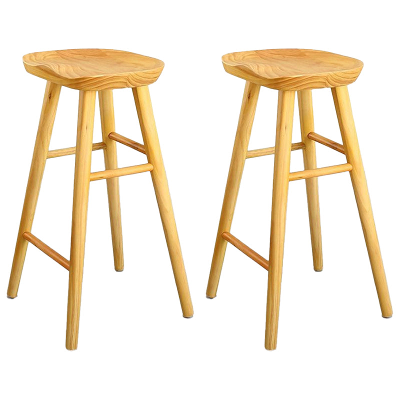 Restaurant Modern Solid Wood Barstool Wood 4 Legs Bar Stool with Pedal