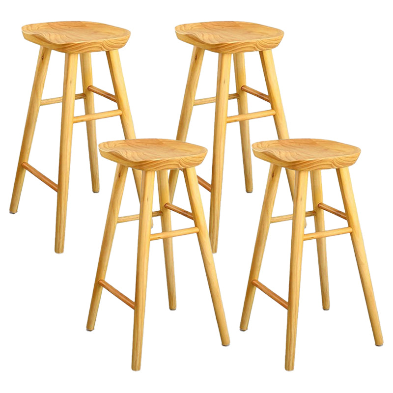 Restaurant Modern Solid Wood Barstool Wood 4 Legs Bar Stool with Pedal