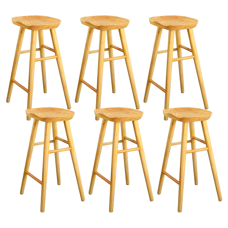 Restaurant Modern Solid Wood Barstool Wood 4 Legs Bar Stool with Pedal