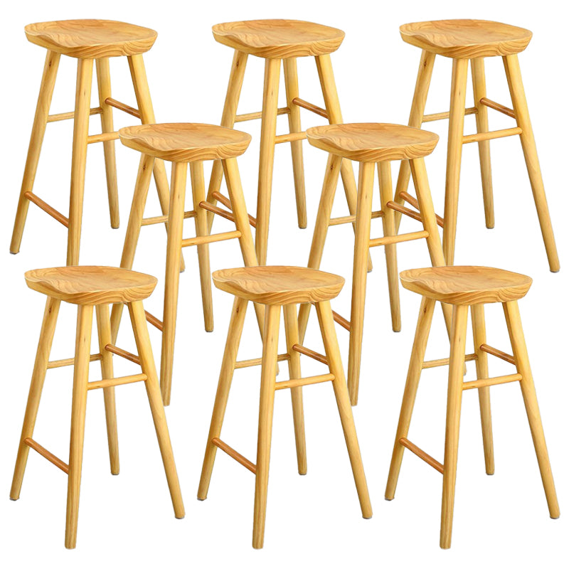 Restaurant Modern Solid Wood Barstool Wood 4 Legs Bar Stool with Pedal