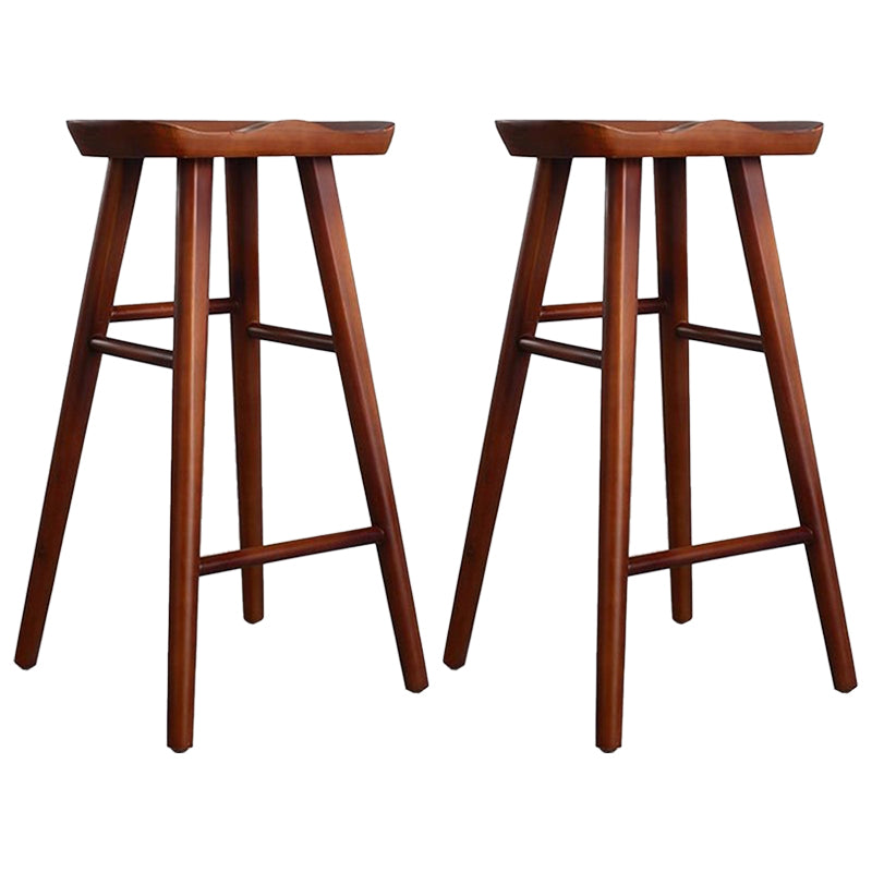 Restaurant Modern Solid Wood Barstool Wood 4 Legs Bar Stool with Pedal