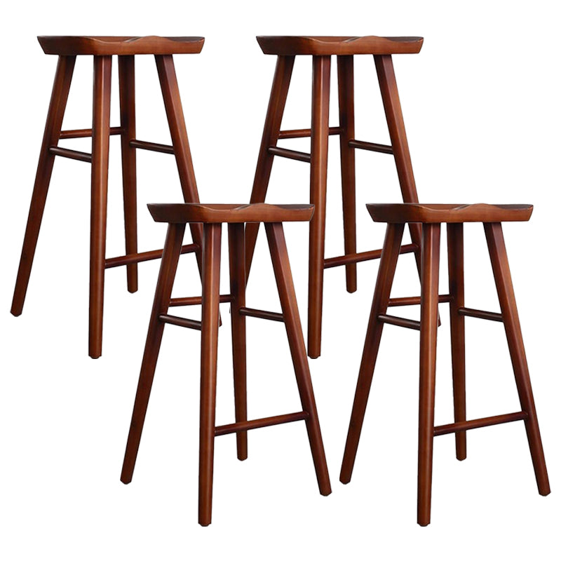 Restaurant Modern Solid Wood Barstool Wood 4 Legs Bar Stool with Pedal