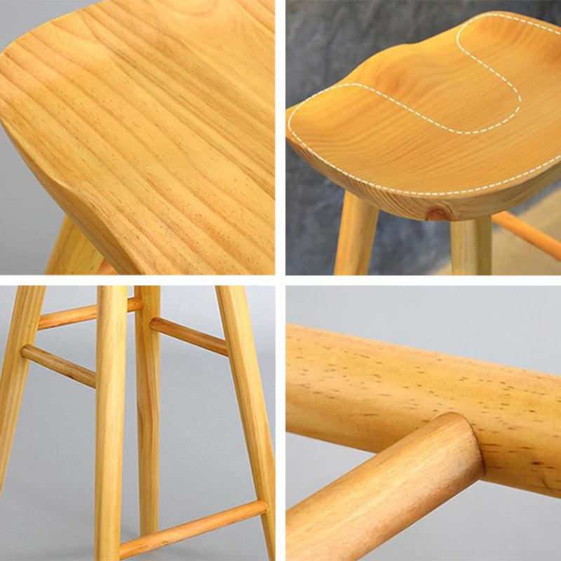 Restaurant Modern Solid Wood Barstool Wood 4 Legs Bar Stool with Pedal