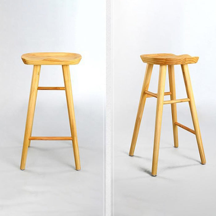 Restaurant Modern Solid Wood Barstool Wood 4 Legs Bar Stool with Pedal