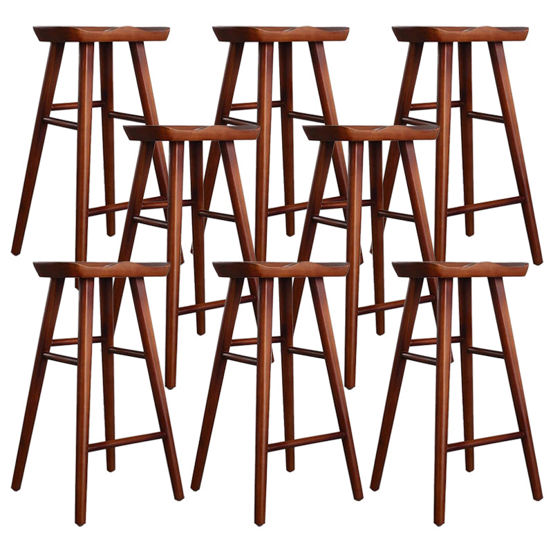 Restaurant Modern Solid Wood Barstool Wood 4 Legs Bar Stool with Pedal