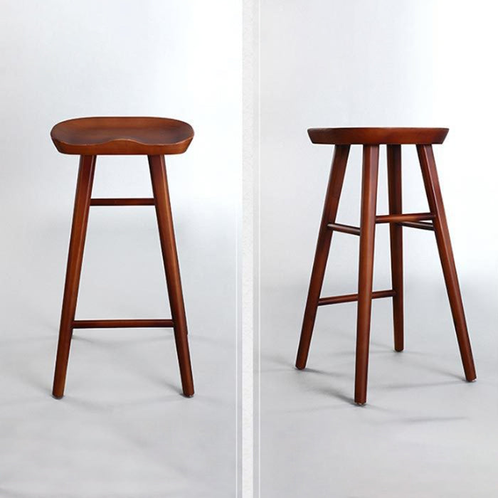 Restaurant Modern Solid Wood Barstool Wood 4 Legs Bar Stool with Pedal
