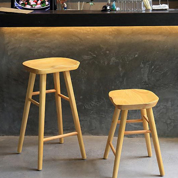 Restaurant Modern Solid Wood Barstool Wood 4 Legs Bar Stool with Pedal