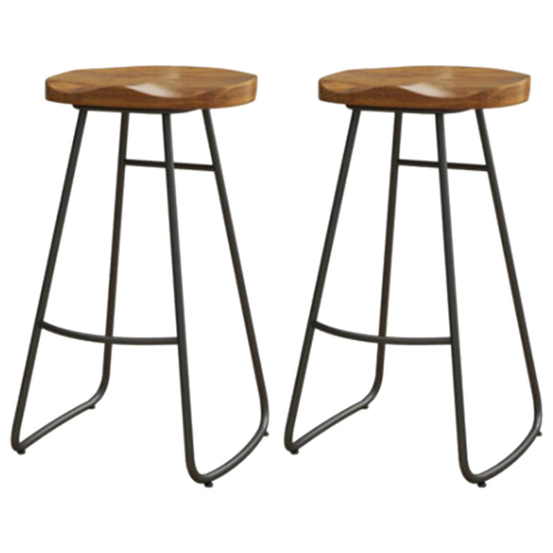 Coffee Shop Industrial Wood Barstool Iron Pedstal Bar Stool with Pedal