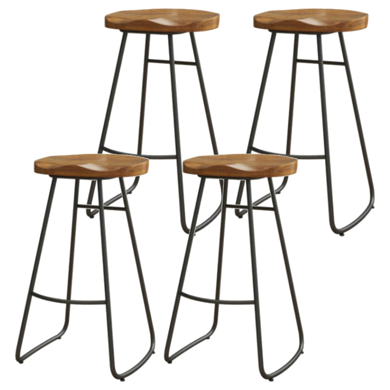 Coffee Shop Industrial Wood Barstool Iron Pedstal Bar Stool with Pedal