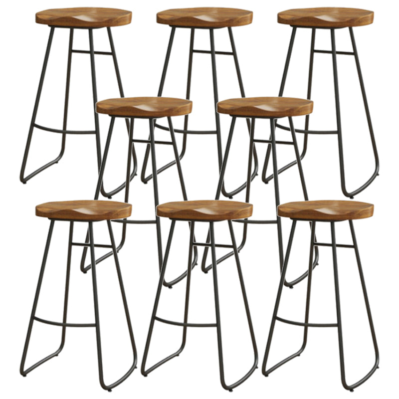 Coffee Shop Industrial Wood Barstool Iron Pedstal Bar Stool with Pedal