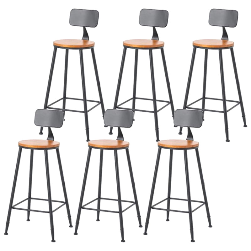 Coffee Shop Industrial Wood Barstool Iron Pedstal Bar Stool with Pedal
