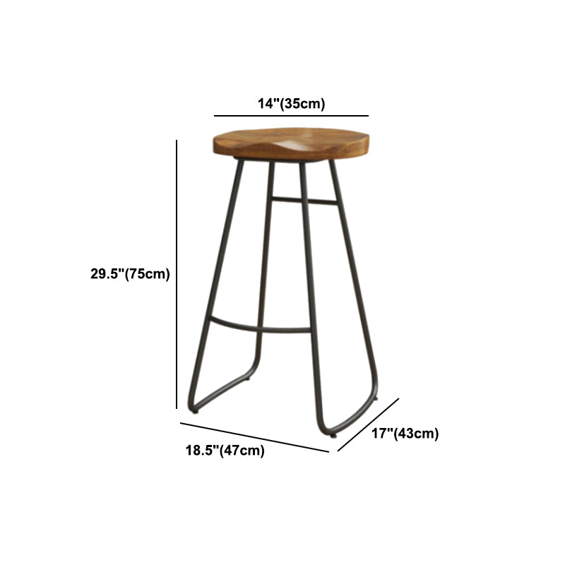 Coffee Shop Industrial Wood Barstool Iron Pedstal Bar Stool with Pedal
