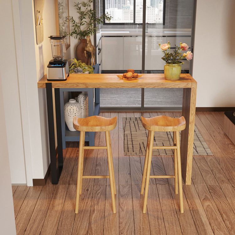 Contemporary Solid Wood Barstool Restaurant Bar Stool with Pedal