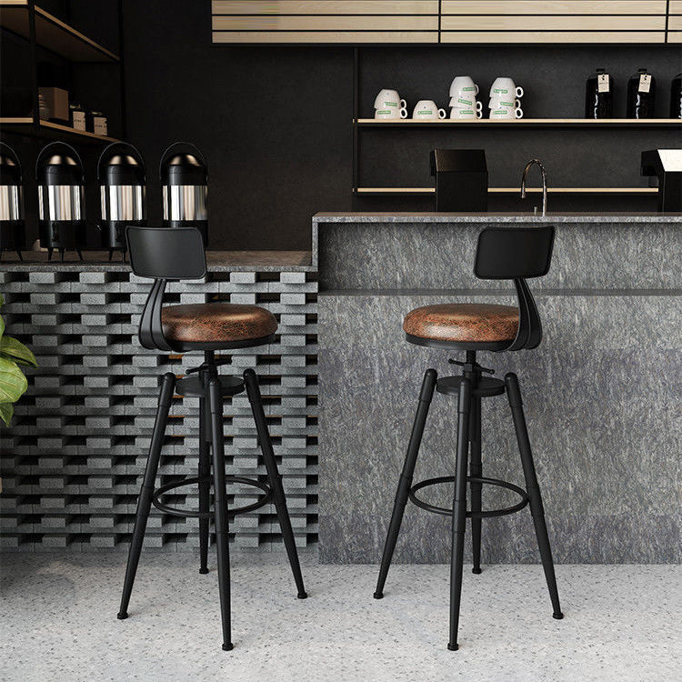 Rotating Barstool Industrial Style 4 Legs Bar Stool for Dining Room